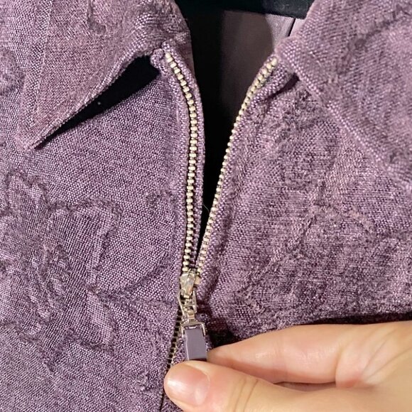 Vintage Lana Lee Purple Floral Jacquard Full Zip Blazer 18 - Picture 6 of 11